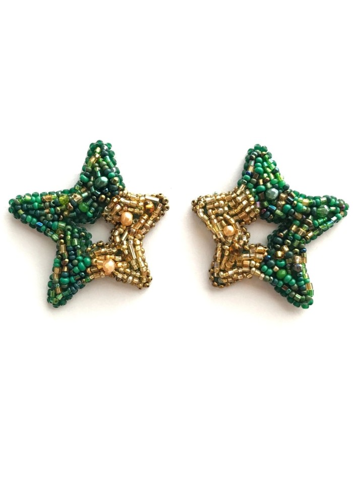 Boucles d'oreilles en étoile brodées à la main...