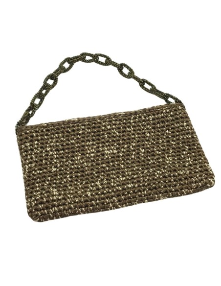 Sac à main en crochet avec fils de satin et poignée à maillons