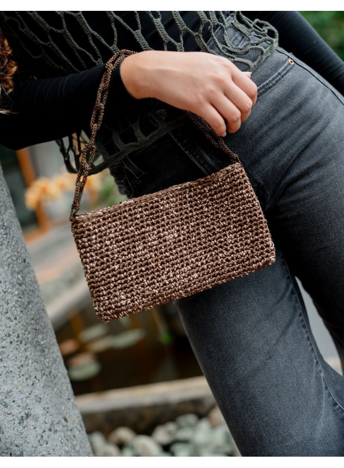 Sac à main en crochet avec fils de satin et...