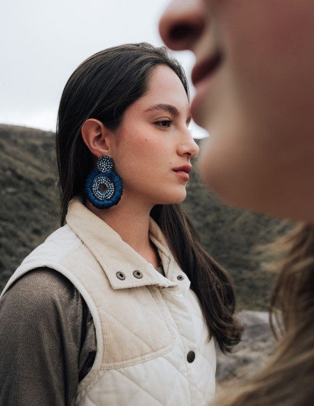 Boucles d'oreilles en crochet avec cristaux et motifs floraux