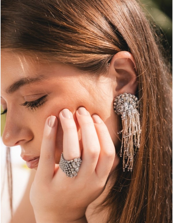 Boucles d'oreilles éventail en crochet avec franges et... 2