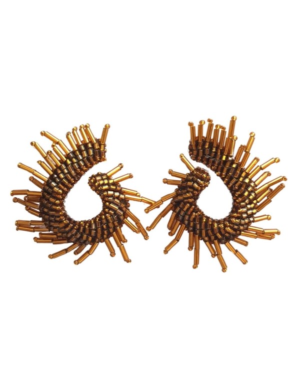 Pendientes de fiesta en aro con mostacillas y tolette artesanales