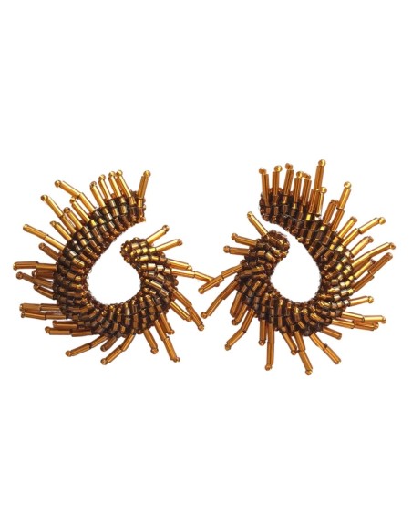 Handmade hoop earrings with beads and handmade tolette