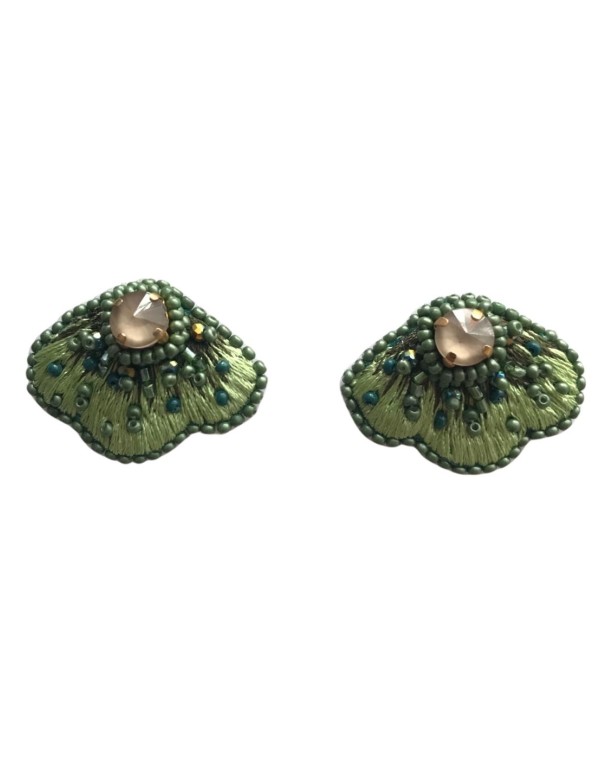 Boucles d'oreilles demi-fleurs brodées de cristaux et de...