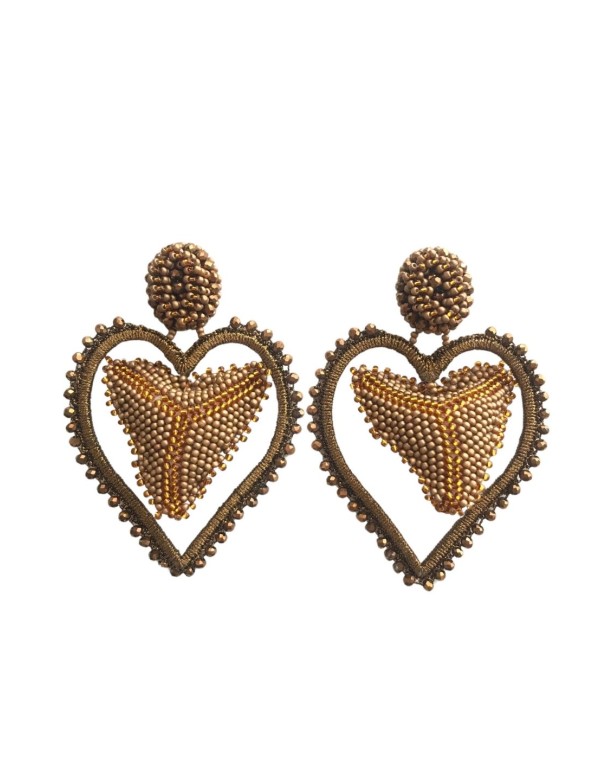 Pendientes de fiesta artesanales con perlas y aro en crochet