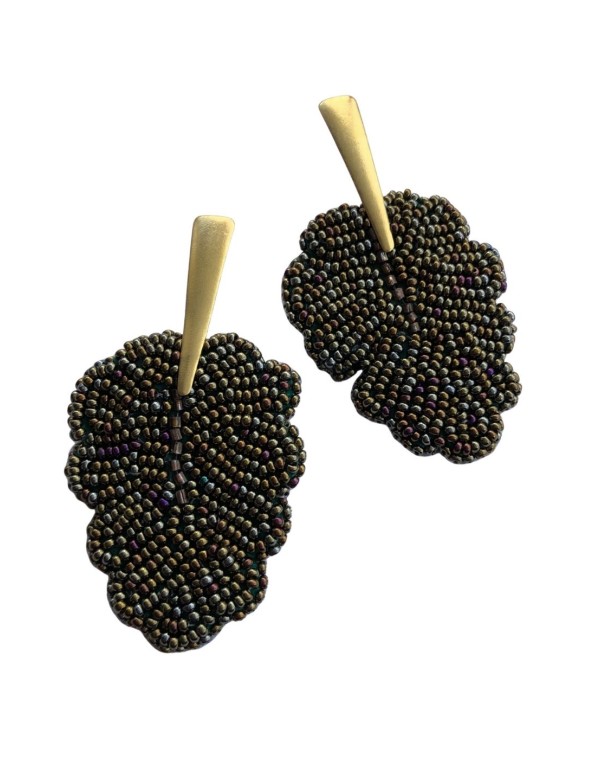 Maxi pendientes marrones en forma de hoja