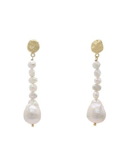 Pendientes largos con perlas irregulares y perla barroca