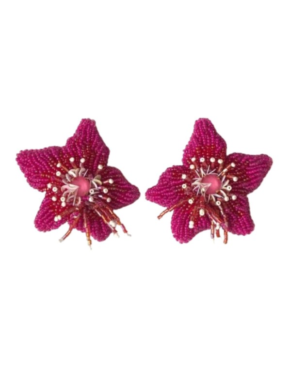 Fuchsia star-shaped maxi earrings for the party