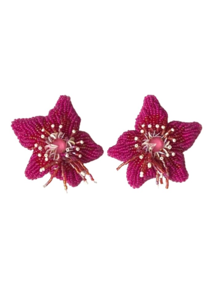 Maxi pendientes de fiesta fucsias en forma de estrella