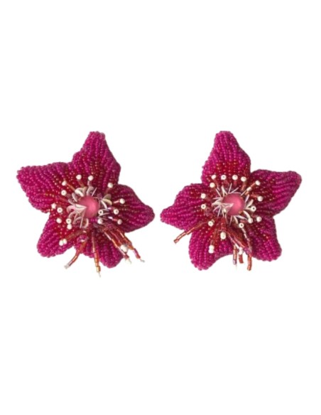 Boucles d'oreilles maxi en forme d'étoile fuchsia pour la fête