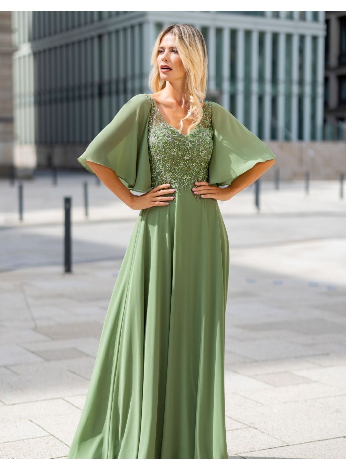 Robe d'invité longue avec manches courtes et...