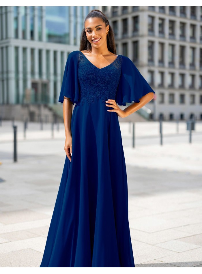 Robe d'invité longue avec manches courtes et...