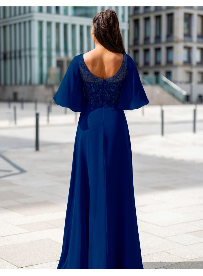 Long guest dress with short sleeves and...