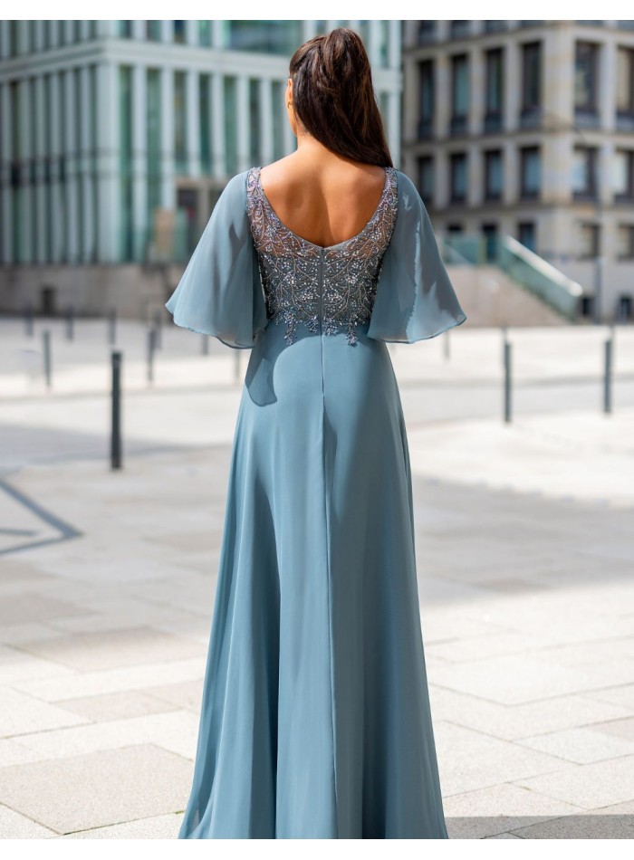 Robe d'invité longue avec manches courtes et...