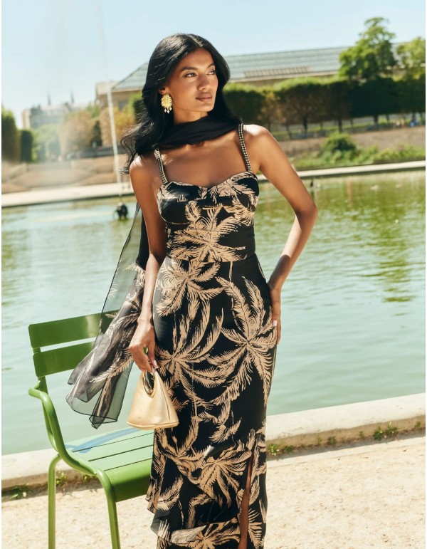 Robe d'invité imprimée palmier