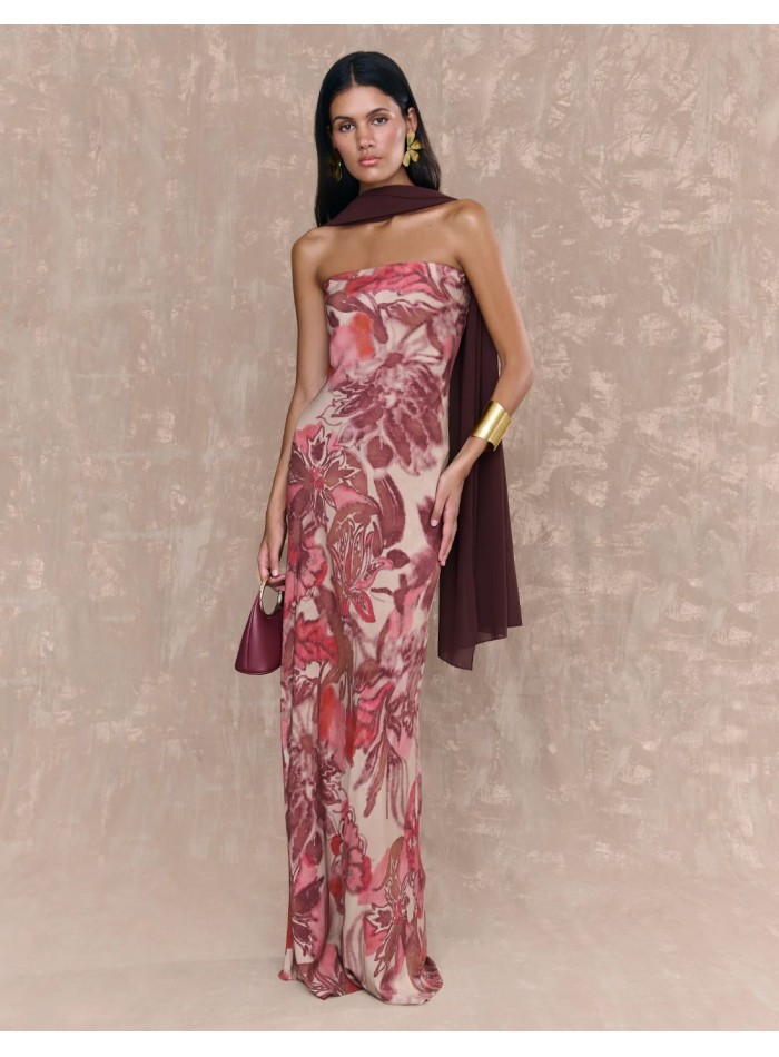 Robe d'invité imprimée, longue, décolletée et...