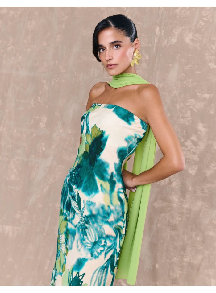 Vestido largo para evento con escote palabra de...