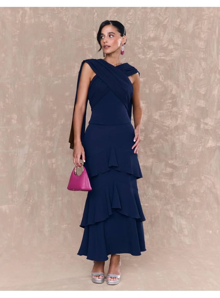 Jupe midi d'invité à double volants