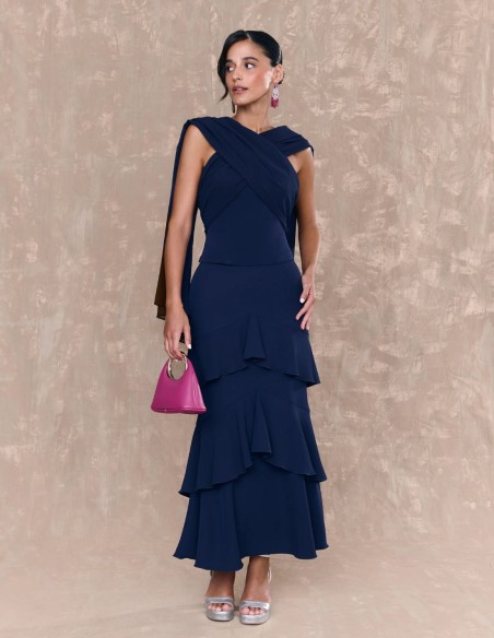 Guest midi skirt with double ruffles