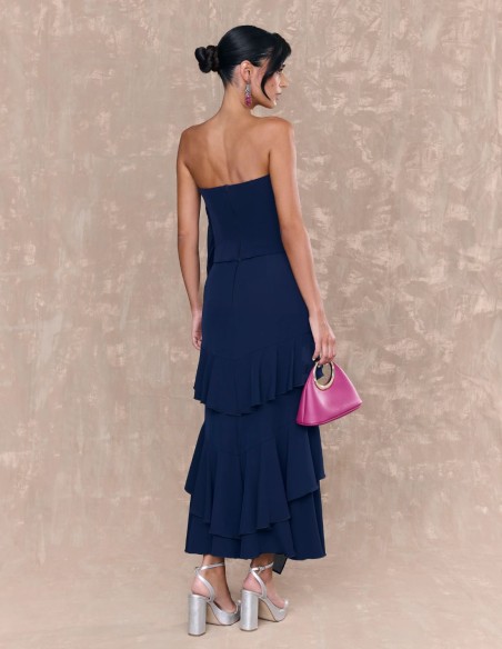 Falda de invitada midi con doble volante para boda