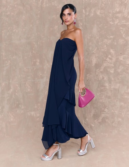 Falda de invitada midi con doble volante