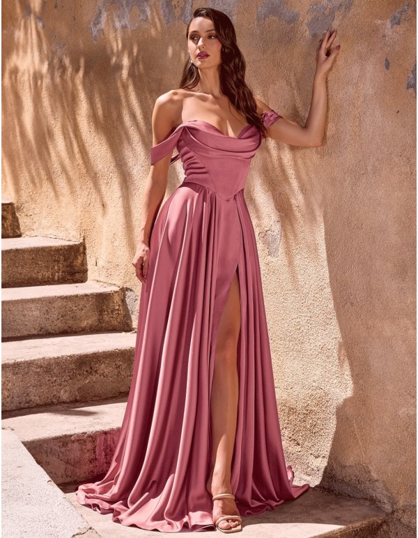 Vestido de fiesta largo con escote bandeau corazón