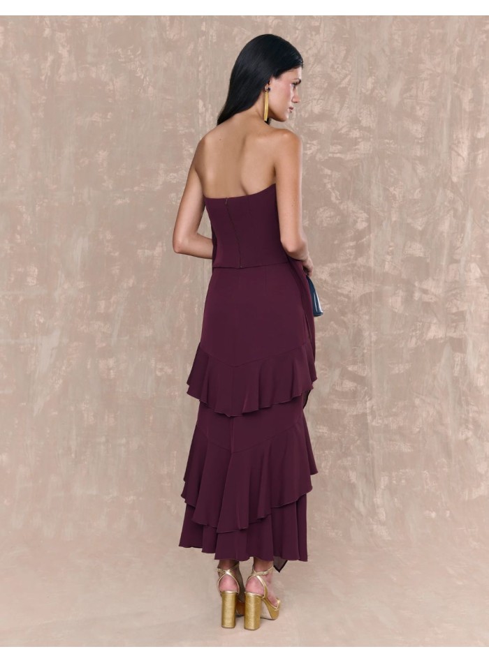 Jupe midi à volants pour invités, de couleur...