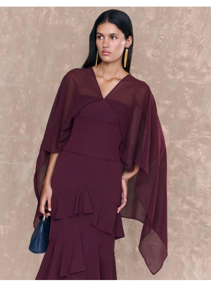 Jupe midi à volants pour invités, de couleur...