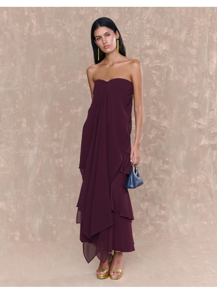 Multiposition burgundy sweetheart neckline top...