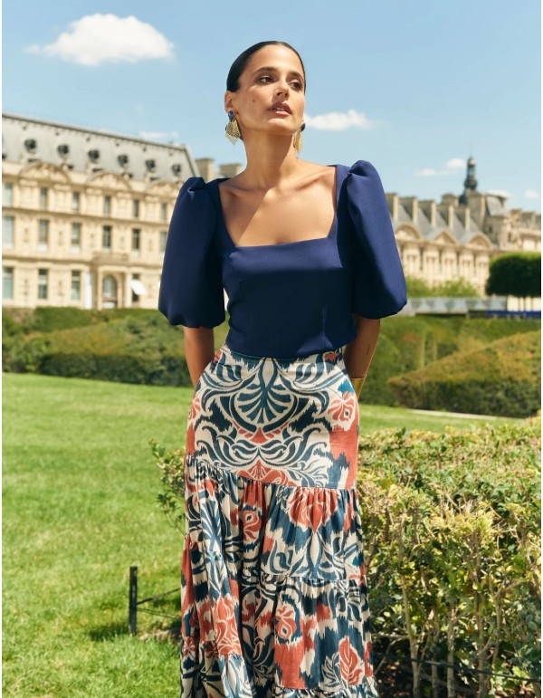 Ethnic print midi guest skirt 2