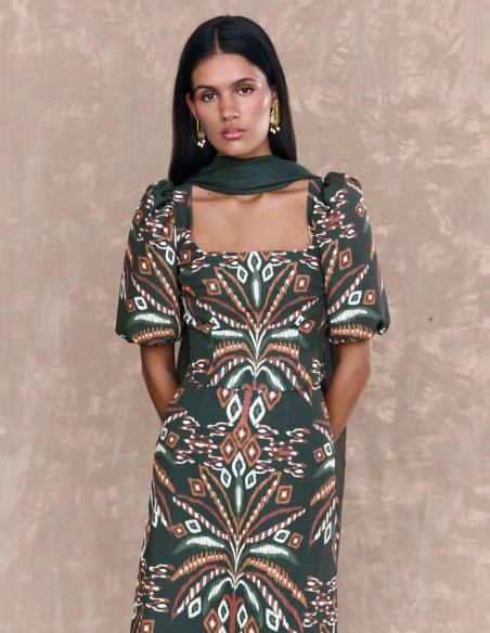 Châle en mousseline de soie vert foncé