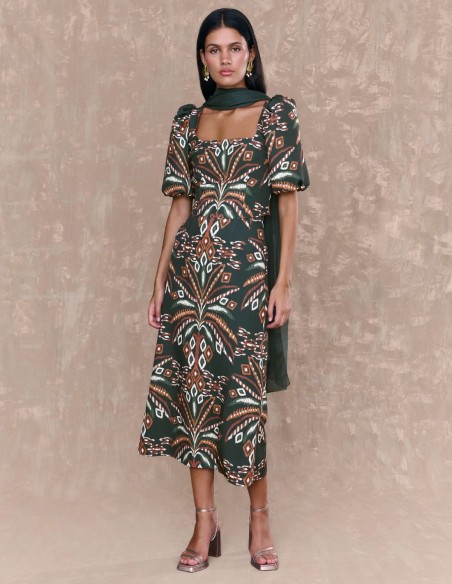 Châle en mousseline de soie vert foncé