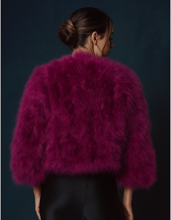 Veste d'invité à manches longues en plumes d'autruche 2