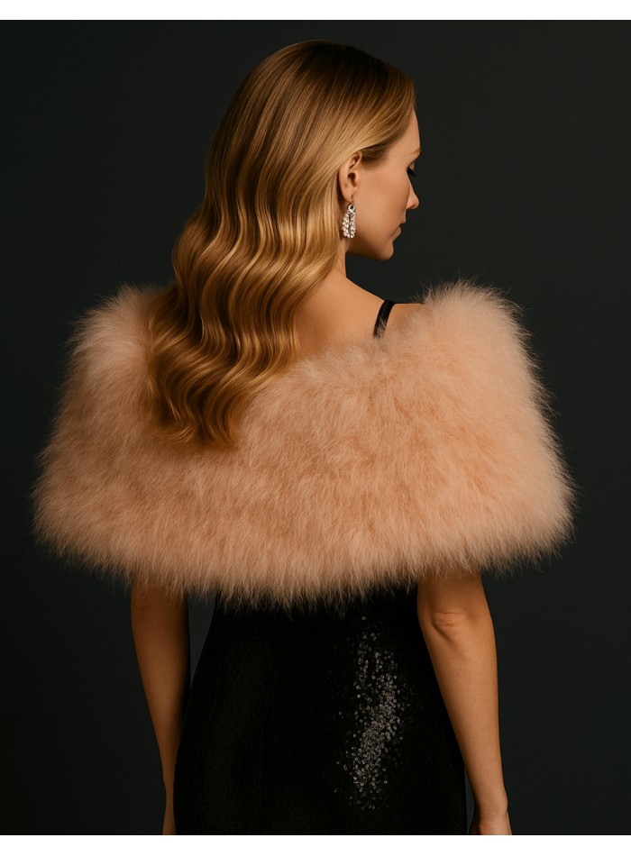 Beige ostrich feather wrap for wedding guests