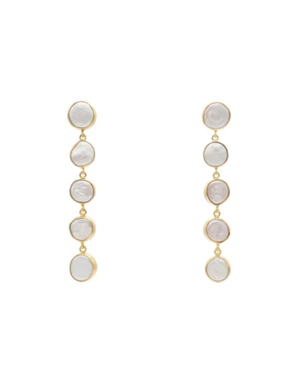 Pendientes largos de novia con perlas circulares