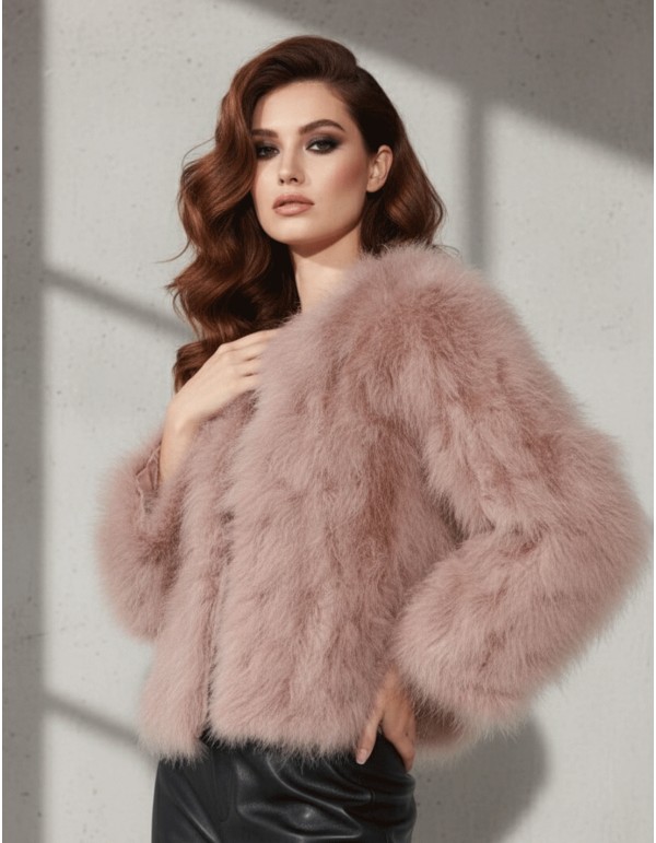Long sleeve ostrich feather coat for guests 2