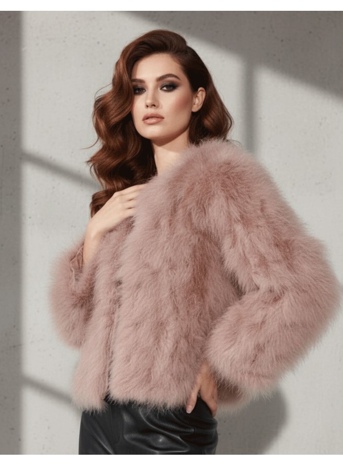 Long sleeve ostrich feather coat for guests