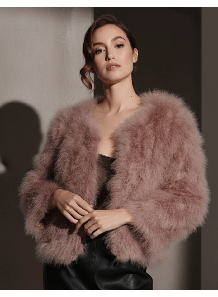 Long sleeve ostrich feather coat for guests