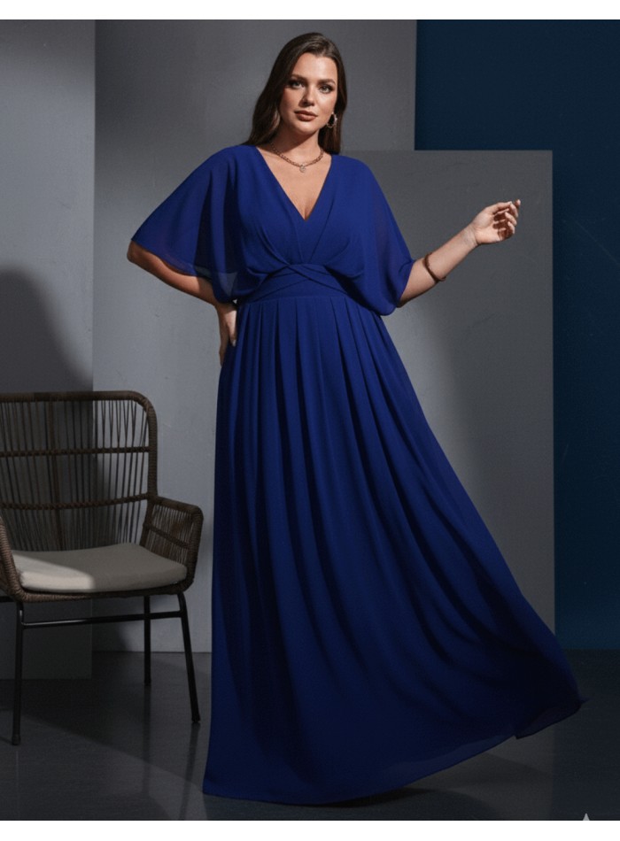 Robe de soirée à col en V et manches...