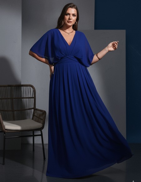 V-neck maxi dress with oversized sleeves