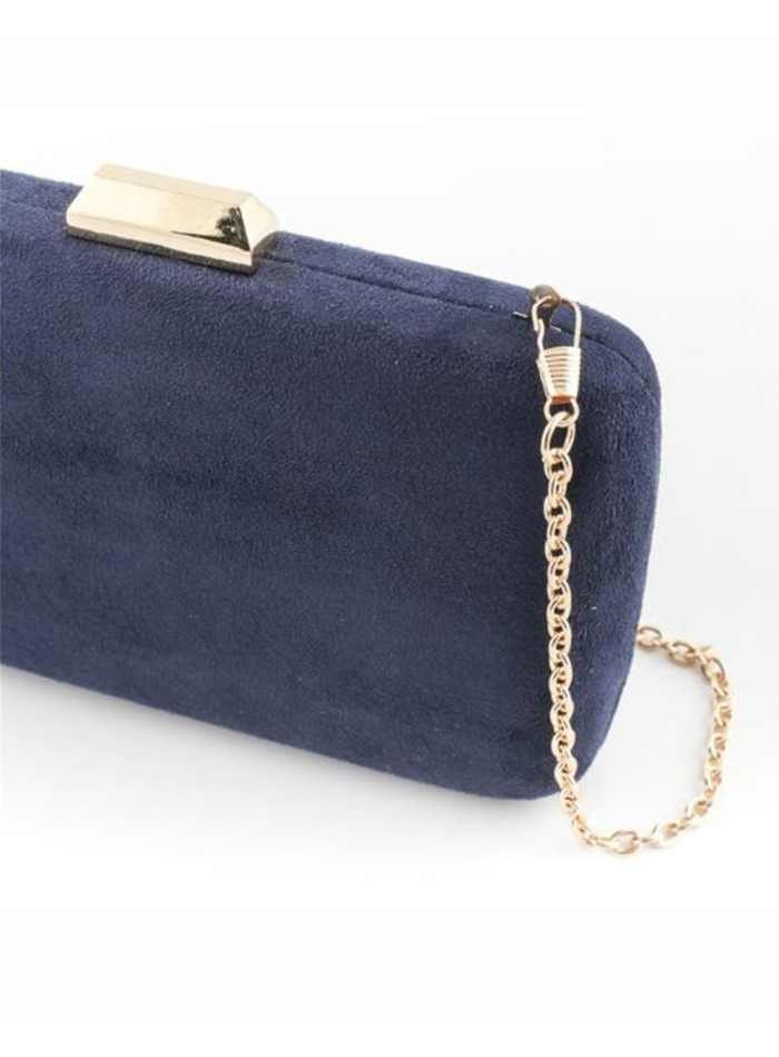 suede clutch bag in navy blue
