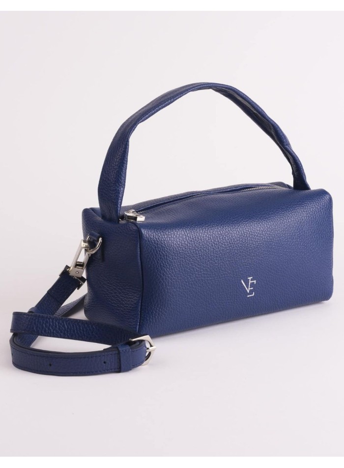 Leather handbag with long and short handles