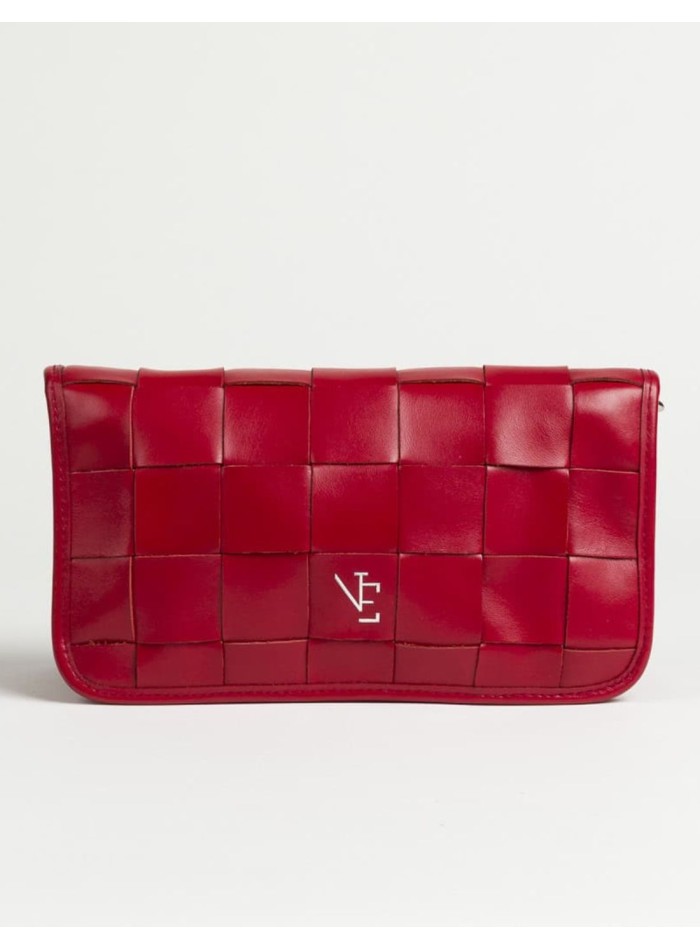 Braided leather bag with chain