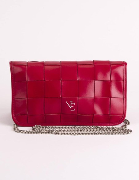 Bolso de piel trenzado con cadena