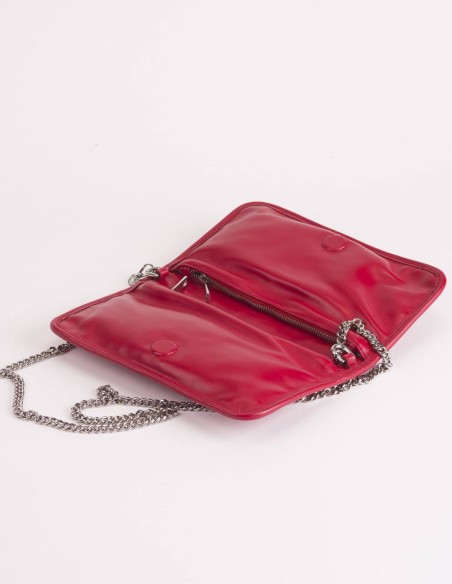 Braided leather bag with chain