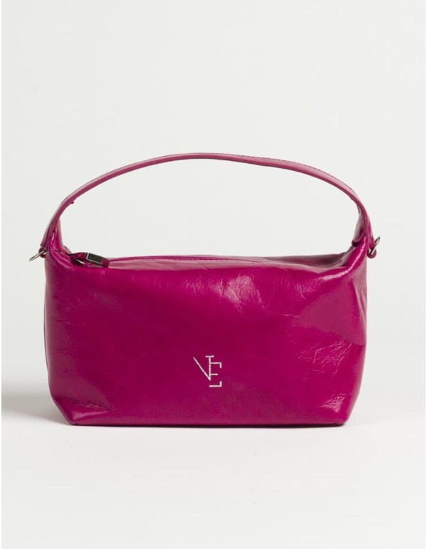 Leather bag with fixed handle and adjustable strap