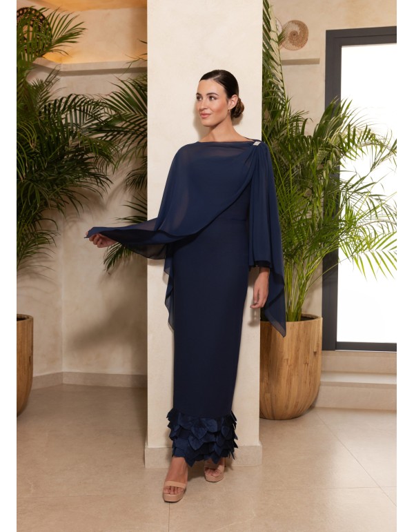 Robe midi à encolure asymétrique et couche en lurex et... 2