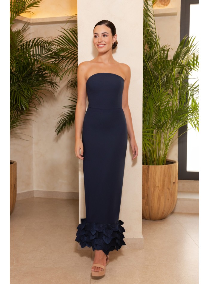 Robe midi à encolure asymétrique et couche en...