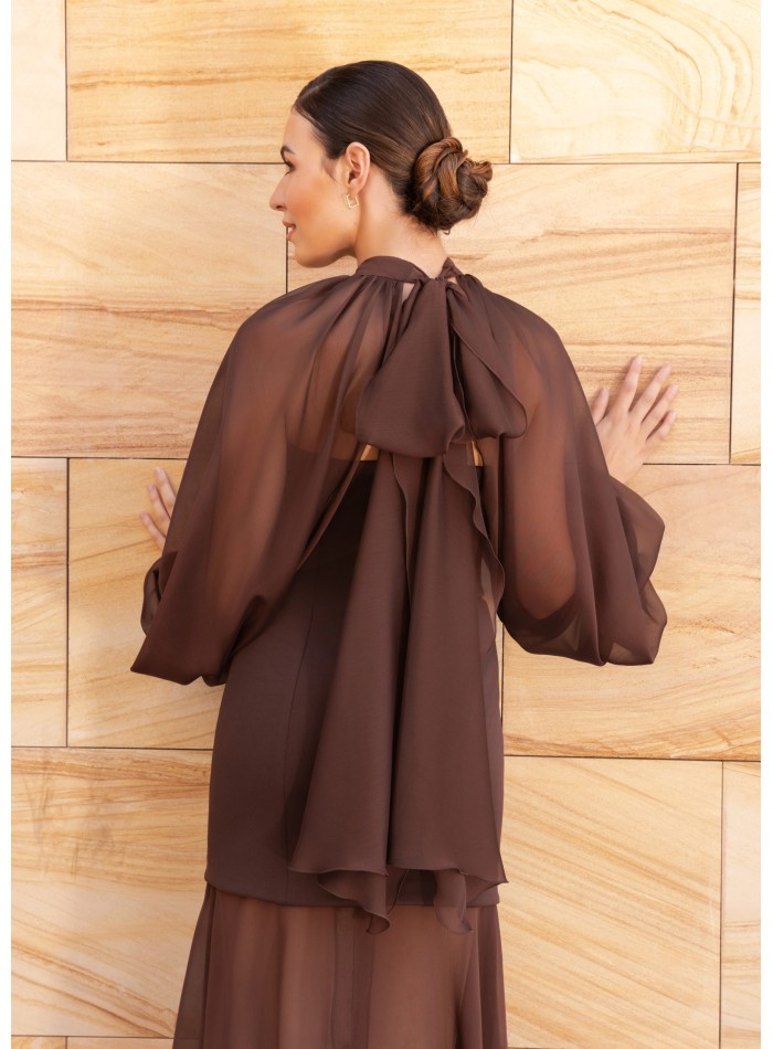 Robe longue sans bretelles avec jupe...