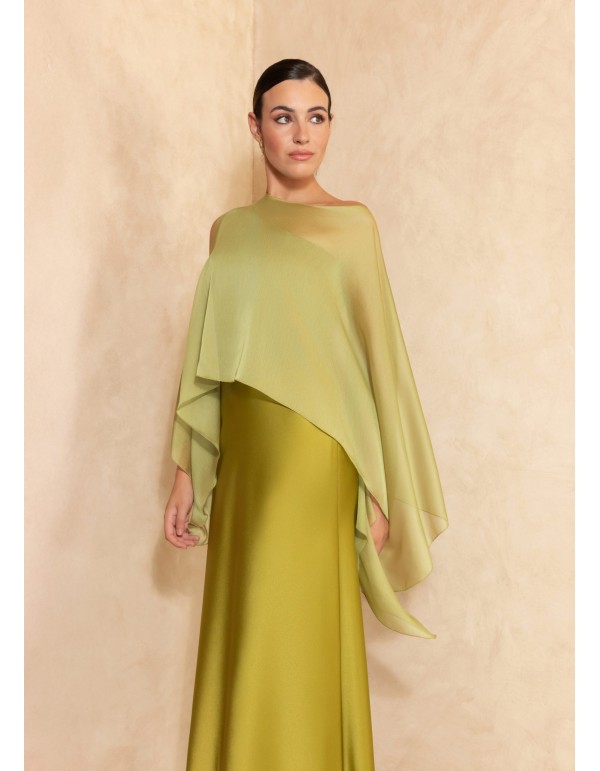 Vestido midi con escote asimétrico en crepé satén 2